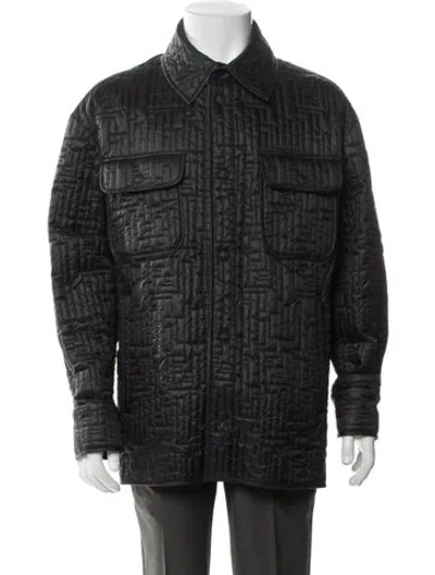 Pre-owned Fendi Zucca Ff Logo Puffer Coat W/ Tags In Black