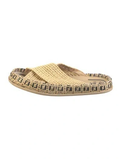 Pre-owned Fendi Zucca Ff Logo Raffia Espadrilles