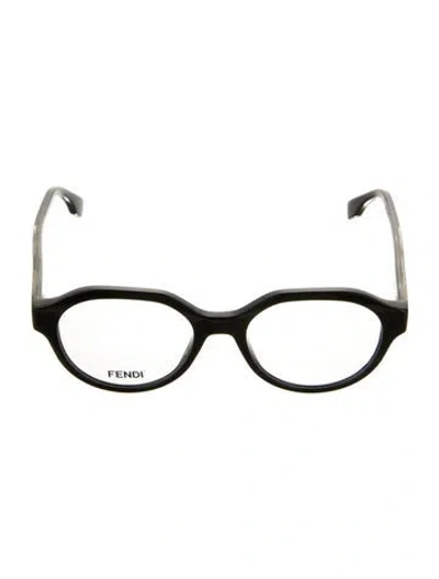 Pre-owned Fendi Zucca Ff Logo Round Eyeglasses In Black
