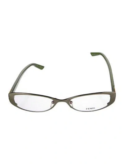Pre-owned Fendi Zucca Ff Logo Round Eyeglasses In Green