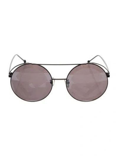Pre-owned Fendi Zucca Ff Logo Round Sunglasses In Black
