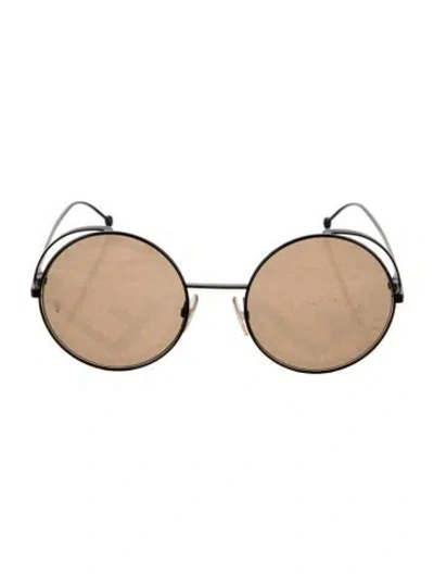 Pre-owned Fendi Zucca Ff Logo Round Sunglasses In Black