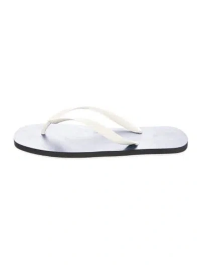 Pre-owned Fendi Zucca Ff Logo Rubber Flip Flops In White