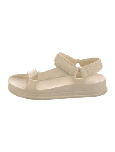 Pre-owned Fendi Zucca Ff Logo Rubber Sneakers In Neutral