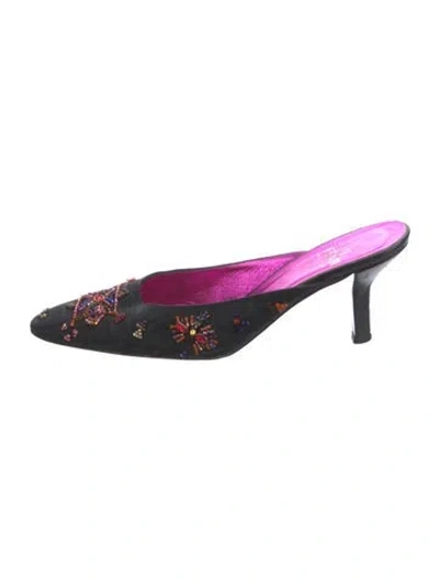 Pre-owned Fendi Zucca Ff Logo Satin Mules In Pink