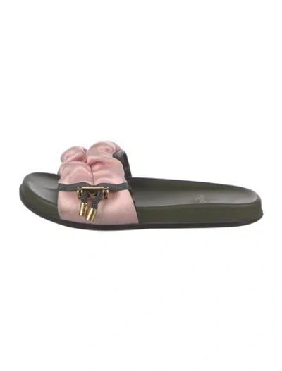 Pre-owned Fendi Zucca Ff Logo Satin Slides In Multi