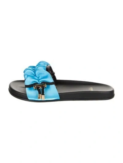 Pre-owned Fendi Zucca Ff Logo Satin Slides In Multi
