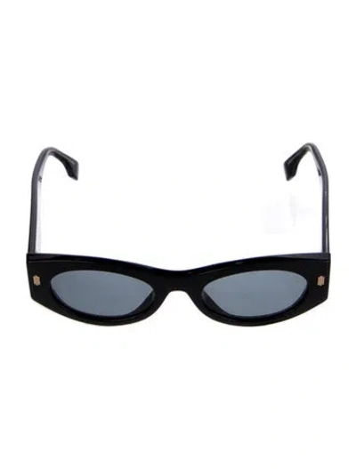 Pre-owned Fendi Zucca Ff Logo Shield Sunglasses In Black