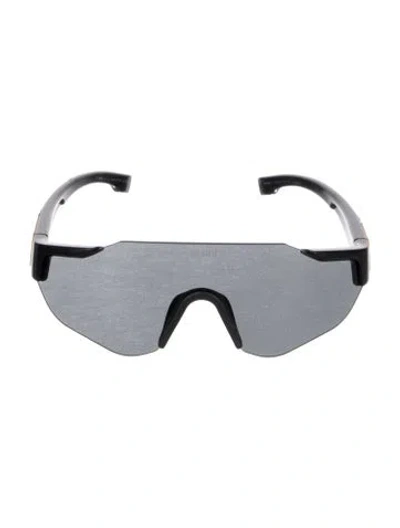 Pre-owned Fendi Zucca Ff Logo Shield Sunglasses In Black
