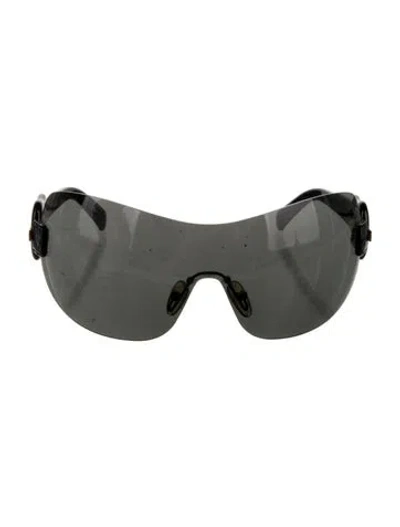 Pre-owned Fendi Zucca Ff Logo Shield Sunglasses In Black