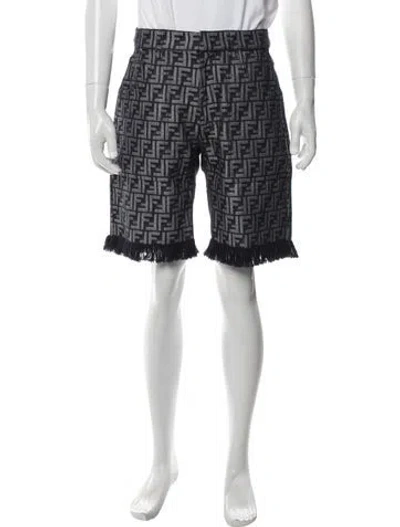 Pre-owned Fendi Zucca Ff Logo Shorts In Blue