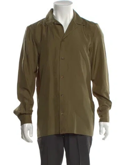 Pre-owned Fendi Zucca Ff Logo Silk Shirt In Green