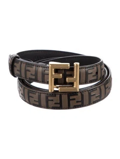 Pre-owned Fendi Zucca Ff Logo Skinny Belt Kit W/ Tags In Brown