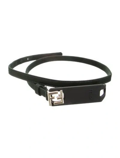 Pre-owned Fendi Zucca Ff Logo Skinny Waist Belt W/ Tags In Green