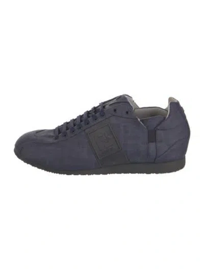Pre-owned Fendi Zucca Ff Logo Sneakers In Blue
