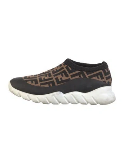 Pre-owned Fendi Zucca Ff Logo Sneakers In Brown