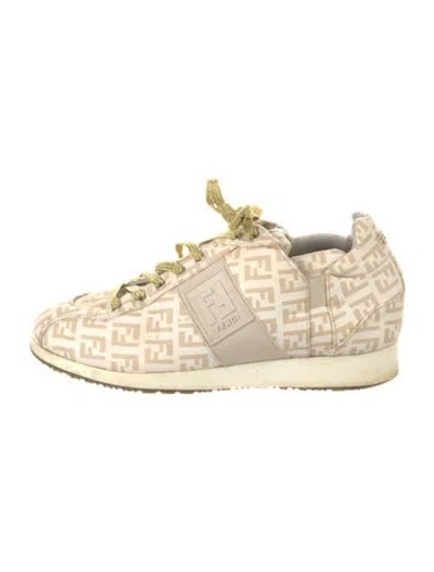 Pre-owned Fendi Zucca Ff Logo Sneakers In Neutral