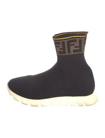 Pre-owned Fendi Zucca Ff Logo Sock Sneakers In Blue