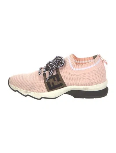 Pre-owned Fendi Zucca Ff Logo Sock Sneakers In Pink
