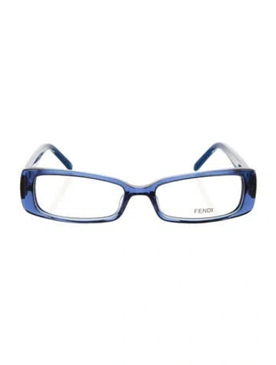 Pre-owned Fendi Zucca Ff Logo Square Eyeglasses In Blue