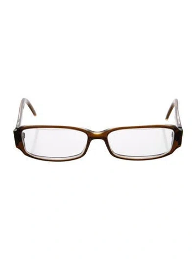 Pre-owned Fendi Zucca Ff Logo Square Eyeglasses In Brown