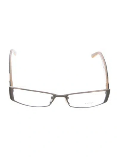 Pre-owned Fendi Zucca Ff Logo Square Eyeglasses In Brown