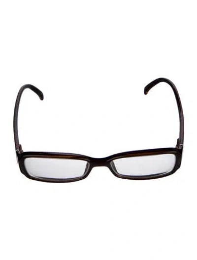 Pre-owned Fendi Zucca Ff Logo Square Eyeglasses In Brown