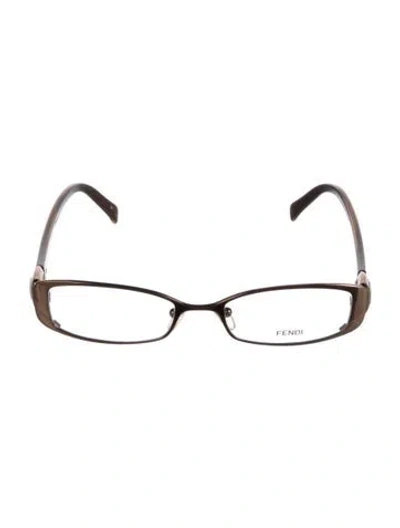 Pre-owned Fendi Zucca Ff Logo Square Eyeglasses In Brown