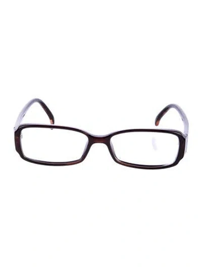 Pre-owned Fendi Zucca Ff Logo Square Eyeglasses In Brown