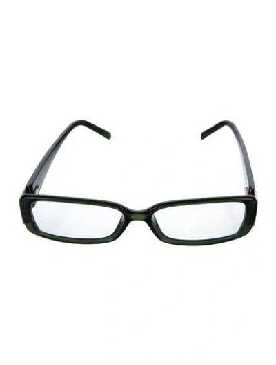 Pre-owned Fendi Zucca Ff Logo Square Eyeglasses In Green