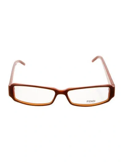 Pre-owned Fendi Zucca Ff Logo Square Eyeglasses In Orange