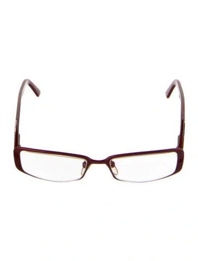 Pre-owned Fendi Zucca Ff Logo Square Eyeglasses In Red