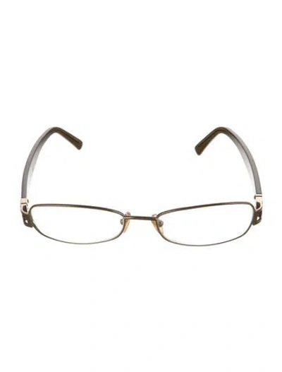 Pre-owned Fendi Zucca Ff Logo Square Eyeglasses In Silver