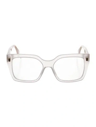 Pre-owned Fendi Zucca Ff Logo Square Eyeglasses In White