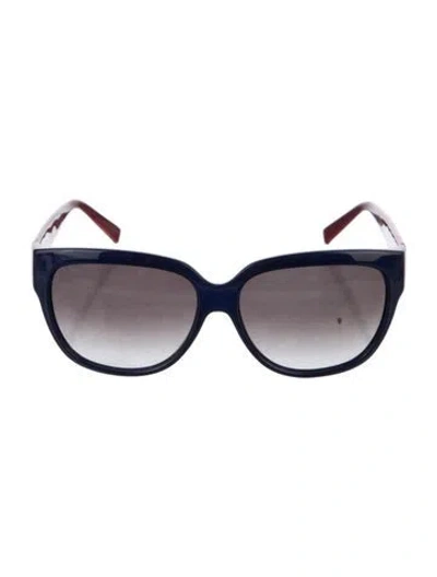 Pre-owned Fendi Zucca Ff Logo Square Sunglasses In Blue
