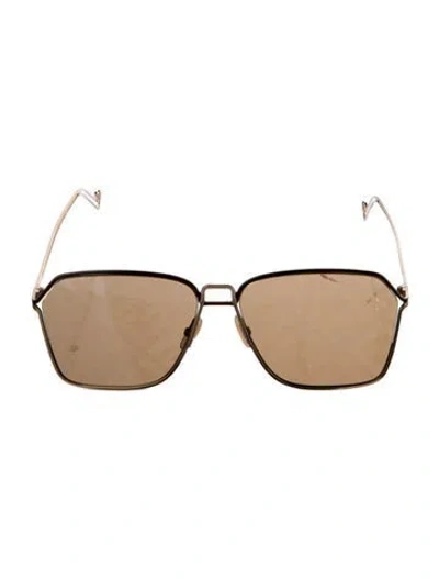 Pre-owned Fendi Zucca Ff Logo Square Sunglasses In Gold