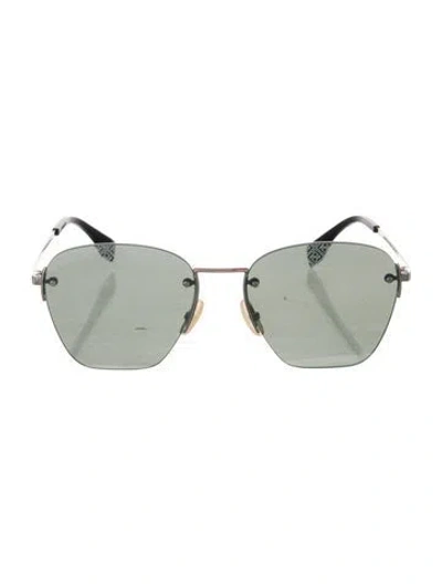 Pre-owned Fendi Zucca Ff Logo Square Sunglasses In Silver