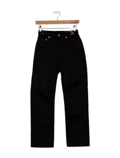 Pre-owned Fendi Zucca Ff Logo Straight-leg Jeans In Black