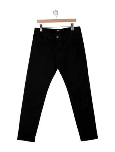 Pre-owned Fendi Zucca Ff Logo Straight-leg Jeans In Black