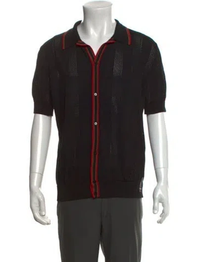 Pre-owned Fendi Zucca Ff Logo Striped Shirt In Black
