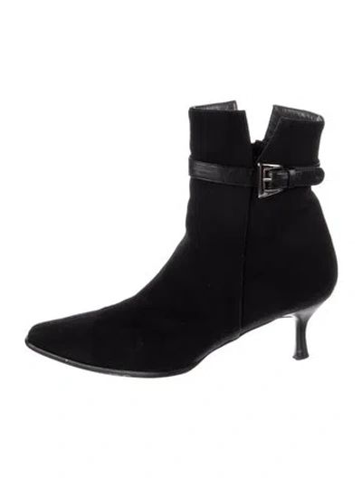 Pre-owned Fendi Zucca Ff Logo Suede Boots In Black