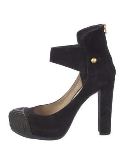 Pre-owned Fendi Zucca Ff Logo Suede Pumps In Blue