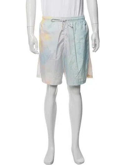 Pre-owned Fendi Zucca Ff Logo Tie-dye Print Swim Trunks In Blue