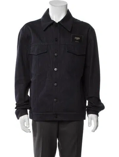 Pre-owned Fendi Zucca Ff Logo Trucker Jacket In Gray