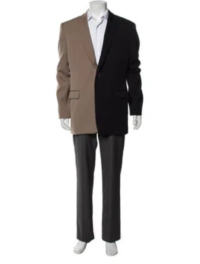 Pre-owned Fendi Zucca Ff Logo Virgin Wool Blazer In Black/neutrals