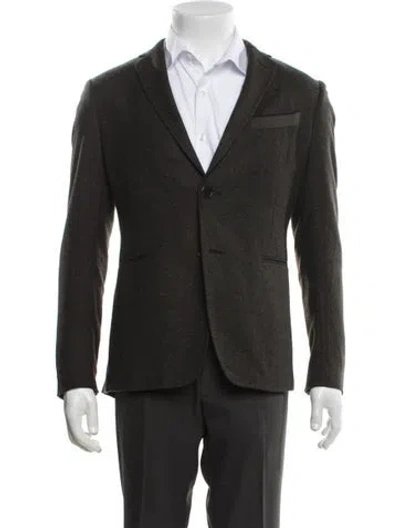 Pre-owned Fendi Zucca Ff Logo Virgin Wool Blazer In Green