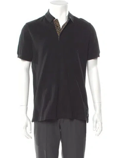 Pre-owned Fendi Zucca Ff Logo V-neck Polo Shirt In Gray