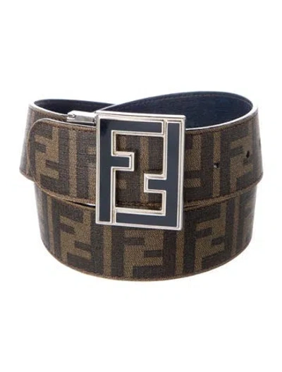 Pre-owned Fendi Zucca Ff Logo Waist Belt In Brown