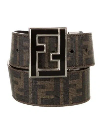 Pre-owned Fendi Zucca Ff Logo Waist Belt In Brown