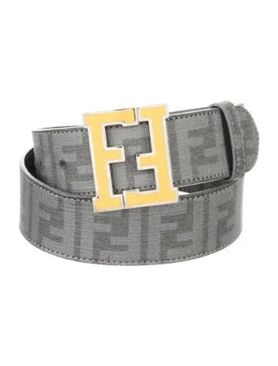 Pre-owned Fendi Zucca Ff Logo Waist Belt In Gray